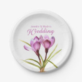 Hochzeitskunst mit lila Krokus, Papierplatte genan Pappteller (Vorderseite)