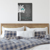 Hochzeitskunstbaum mit Vogelprint Korinthians 13:4 Leinwanddruck (Insitu (Schlafzimmer))