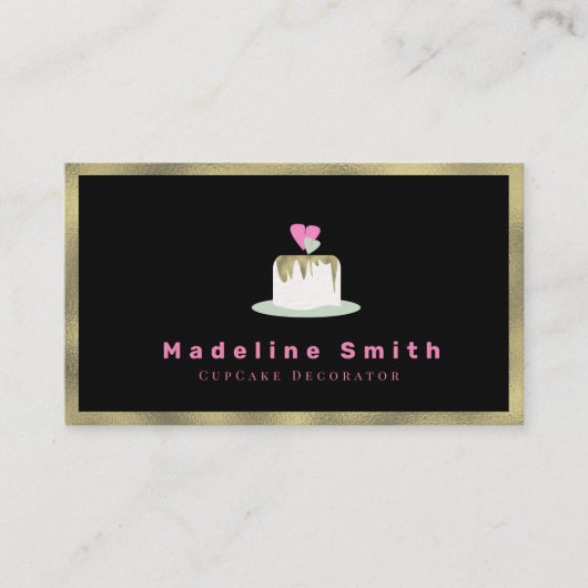 Hochzeitskunstdekorator Cake Logo Imitate Gold Visitenkarte (Vorderseite)