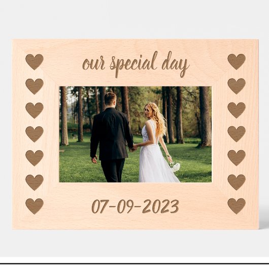 Hochzeitskunstmuster Foto-Rahmen aus Holz Geätzte Rahmen