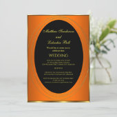 Hochzeitskupfer Orangengold Schwarz Elegant Modern Einladung (Stehend Vorderseite)