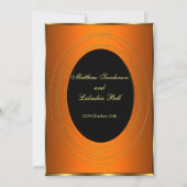 Hochzeitskupfer Orangengold Schwarz Elegant Modern Einladung (Rückseite)