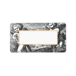 Hochzeitskupiden Schwarz/Weiß Vintag Adressaufkleber