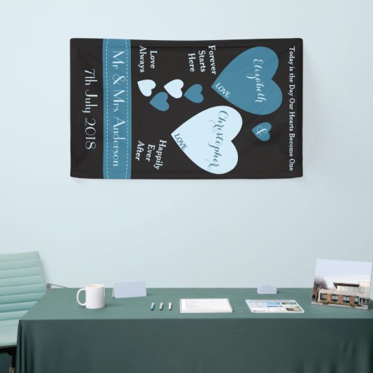 Hochzeitskuppel Blau und Schwarz mit Liebe Herz Banner (Messeveranstaltung)