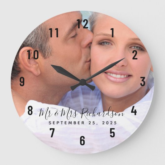 Hochzeitskuppel Foto Personalisiert große Uhr (Vorderseite)