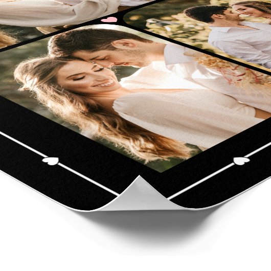 Hochzeitskuppel Moderne Herzen Custom Foto Collage Poster (Ecke)