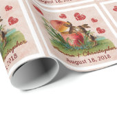 Hochzeitskuppel Niedliche Vintage Kaninchen Küssen Geschenkpapier (Rolleneckpunkt)