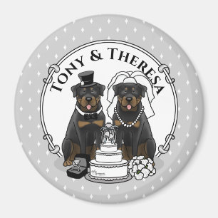 Hochzeitskuppel Rottweilers Braut- und Hundehunde Magnet
