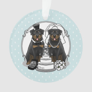 Hochzeitskuppel Rottweilers Braut- und Hundehunde Ornament
