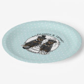 Hochzeitskuppel Rottweilers Braut- und Hundehunde Pappteller (Schrägansicht)