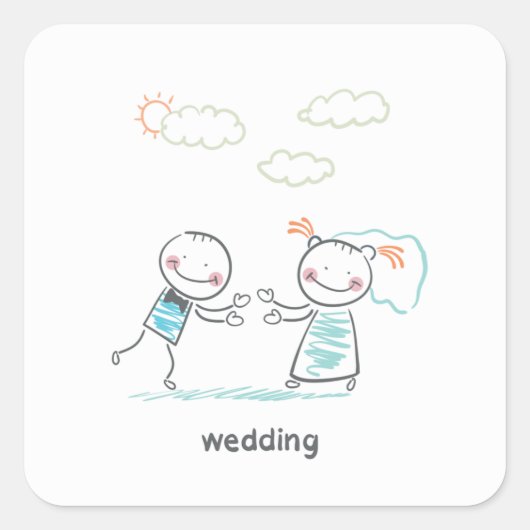 Hochzeitskuppelillustrierung Quadratischer Aufkleber (Vorderseite)