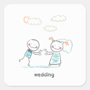 Hochzeitskuppelillustrierung Quadratischer Aufkleber
