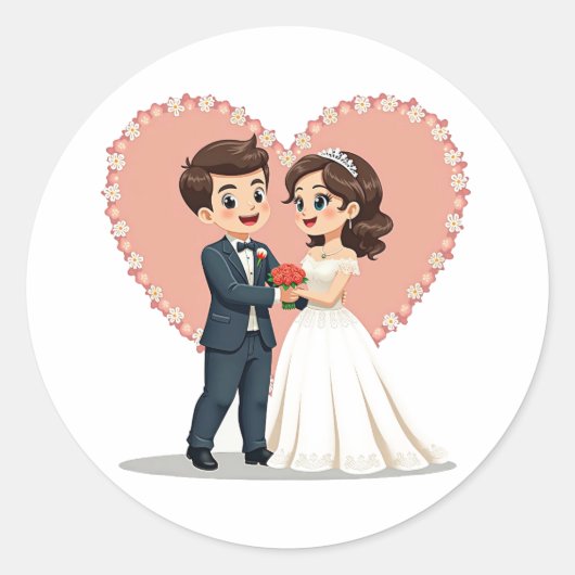 Hochzeitskuppelkleber Runder Aufkleber (Vorderseite)