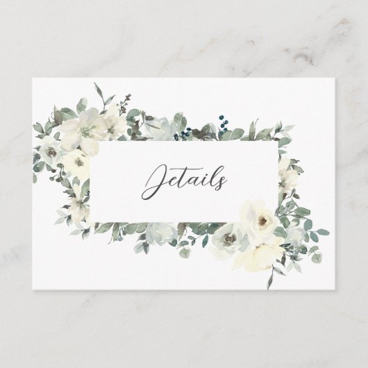 Hochzeitskurse in Dusty Blue & White Begleitkarte (Vorderseite)