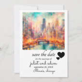Hochzeitskyline für Herzklopfen Save the Date Einladung (Vorderseite)