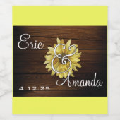 Hochzeitslabel aus rustikalem Sonnenblumen Weinetikett (Einzelnes Label)