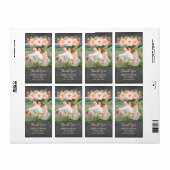 Hochzeitslabel "Chalkboard Peach Floral Foto" (Vorne)
