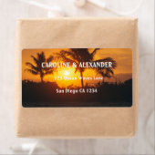 Hochzeitslabel des modernen Sunset Ocean Tropical  (Insitu)