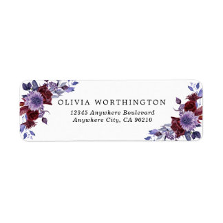 Hochzeitslabel für lila und weiße Wasserfarben