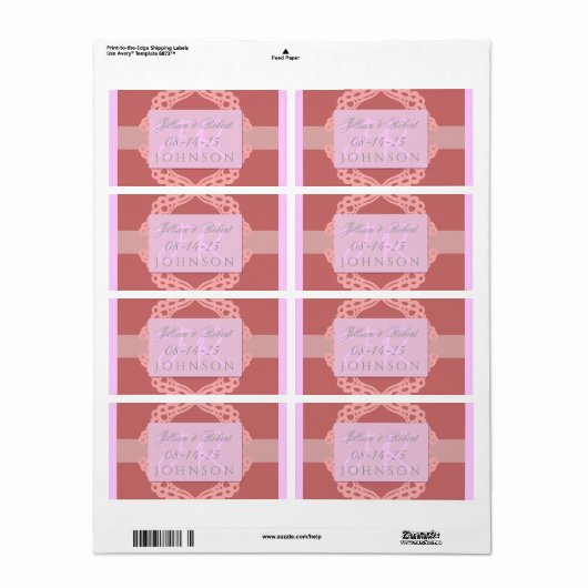 Hochzeitslabel für Spitzendesign (Vorne)