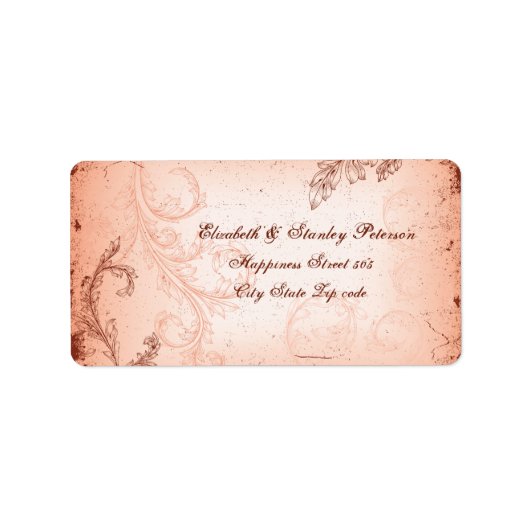 Hochzeitslabel für Vintage Korallenrollen Adressaufkleber (Vorne)