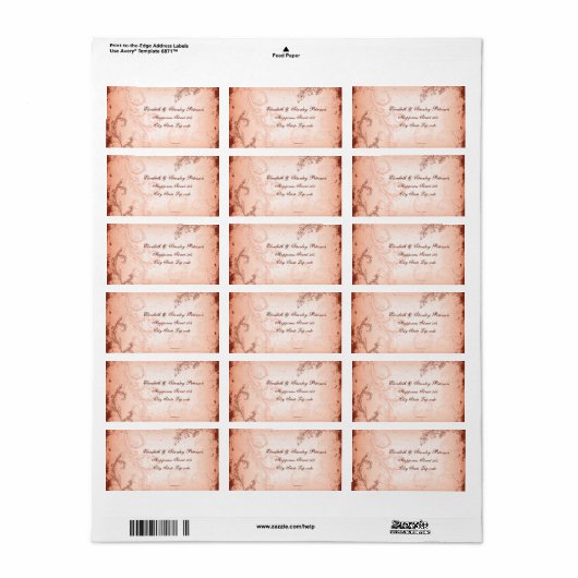 Hochzeitslabel für Vintage Korallenrollen Adressaufkleber (Vorne)