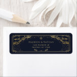Hochzeitslabel Gold und Navy für elegantes Tarot<br><div class="desc">Elegantes und modernes Hochzeitsdesign inspiriert durch eine Tarot-Karte. Design ist keine echte Folie. Sie können dies durch einen Klick auf "PERSONALISIEREN" weiter anpassen. Matching Items in unserem Shop für ein komplettes Party Thema. Für weitere Fragen kontaktieren Sie uns bitte unter ThePaperieGarden@gmail.com.</div>