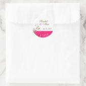 Hochzeitslabel in Pink und Braun Runder Aufkleber (Tasche)