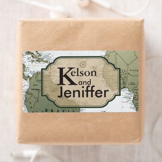 Hochzeitslabel mit Vintagen Weltreisen (Insitu)
