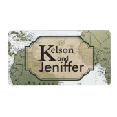 Hochzeitslabel mit Vintagen Weltreisen (Vorne)