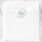 Hochzeitslabel "Modern Beach Blue Palm" Runder Aufkleber (Tasche)
