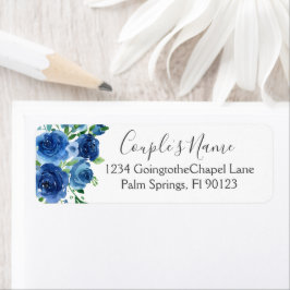 Hochzeitslabel "Navy Blue Watercolor Floral Weddin
