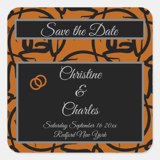 Hochzeitslabel Quadratischer Aufkleber (Vorderseite)