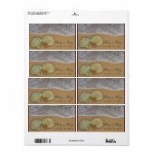 Hochzeitslabel Seashell mit Strand und Sand (Vorne)