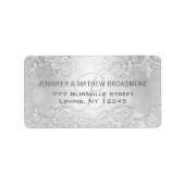 Hochzeitslabel Silver Elegant Monogram Adressaufkleber (Vorne)