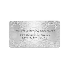 Hochzeitslabel Silver Elegant Monogram Adressaufkleber