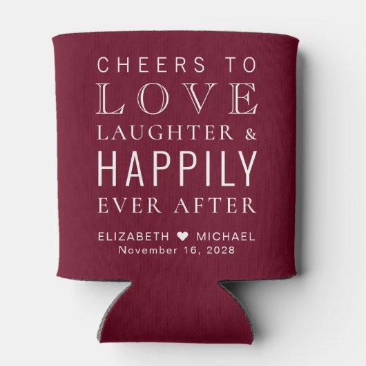 Hochzeitslachen Liebe glücklich je nach Burgund Dosenkühler (Rückseite)