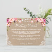 Hochzeitslampe Spitze rosa Details Beilage einfüge Karte (Stehend Vorderseite)