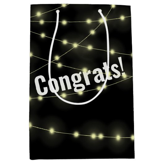 Hochzeitslampen auf der schwarzen mittelgroßen Ges Mittlere Geschenktüte (Vorderseite)