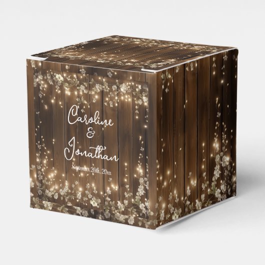 Hochzeitslampen aus Holz mit rustikalen weißen Blü Geschenkschachtel (Vorderseite)