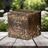 Hochzeitslampen aus Holz mit rustikalen weißen Blü Geschenkschachtel