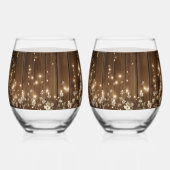 Hochzeitslampen aus Holz mit rustikalen weißen Blü Weinglas Ohne Stiel (Rückseite)