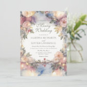 Hochzeitslampen mit Aquarellfarben Einladung (Stehend Vorderseite)