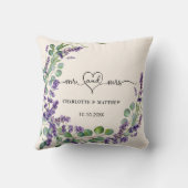 Hochzeitslavender kreath beige mr mrs name kissen (Rückseite)