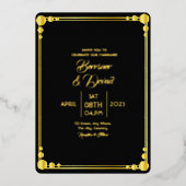 Hochzeitsleder und klassischer Goldrevier Vector Folieneinladung (Vorderseite)