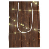 Hochzeitslicht auf Holz mit Namen Mittlere Geschenktüte (Rückseite)