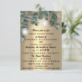 Hochzeitslicht Rustikales Grünes Kleid Diamant Gol Einladung (Stehend Vorderseite)