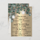 Hochzeitslicht Rustikales Grünes Kleid Diamant Gol Einladung (Vorne/Hinten)