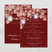 Hochzeitslichter Jars Rustikale Rose Goldener Schn Einladung (Vorne/Hinten)