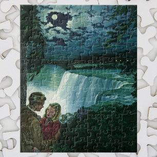 Hochzeitsliebe im Vintage-Stil, Frischvermählte an Puzzle